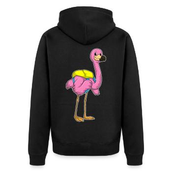 Flamingo Student Backpack School - Unisex Premium Organic Zip Hoodie - black - Back - Nico (187cm)