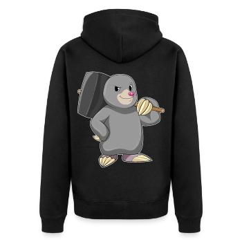 Maulwurf Handwerker Hammer Handwerk - Unisex Premium Bio Zip Hoodie - Schwarz - Hinten - Nico (187cm)