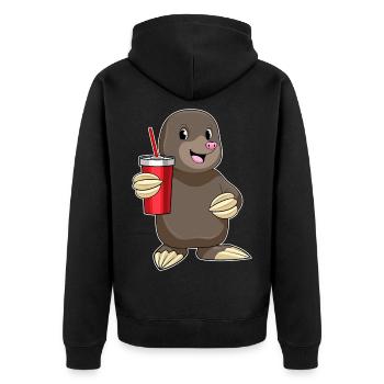 Mole cup to go - Unisex Premium Organic Zip Hoodie - black - Back - Nico (187cm)