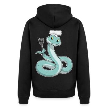 Schlange Koch Pfannenwender Kochen - Unisex Premium Bio Zip Hoodie - Schwarz - Hinten - Nico (187cm)