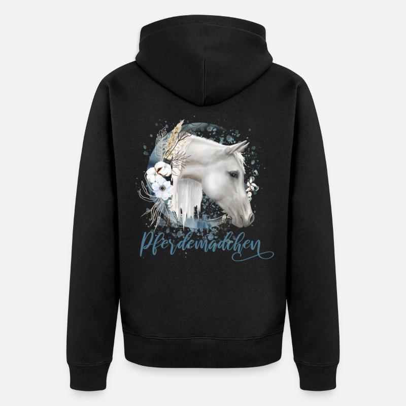 Pferdemädchen Pferde Geschenk - Unisex Premium Bio Zip Hoodie - Schwarz