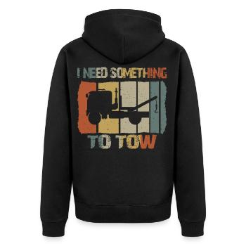 Ich brauche was zum Abschleppen - Unisex Premium Bio Zip Hoodie - Schwarz - Hinten - Nico (187cm)