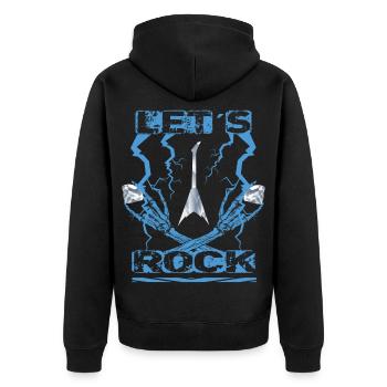 Rock Musiker - Unisex Premium Bio Zip Hoodie - Schwarz - Hinten - Nico (187cm)