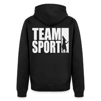 Teamsport Motiv Hundesport IGP Shirt - Unisex Premium Bio Zip Hoodie - Schwarz - Hinten - Nico (187cm)