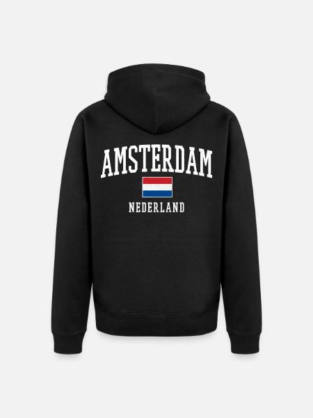 Amsterdam NL Flag Design - Unisex Premium Organic Zip Hoodie - black