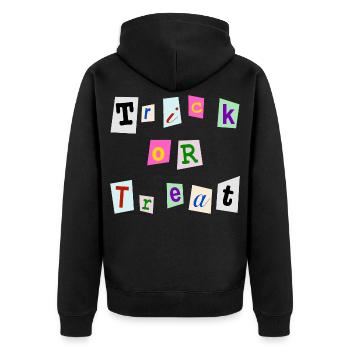 Trick or Treat for Halloween - Unisex Premium Organic Zip Hoodie - black - Back - Nico (187cm)
