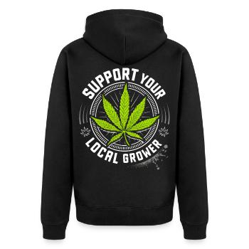 Kiffen - Legalize it - 420 - Weed Hanf & Cannabis - Unisex Premium Bio Zip Hoodie - Schwarz - Hinten - Nico (187cm)