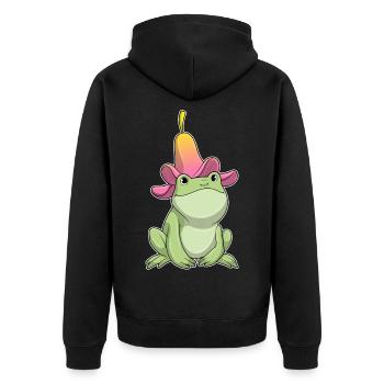 Plumeria de grenouille - Veste à capuche bio Premium Unisexe - noir - Dos - Nico (187cm)