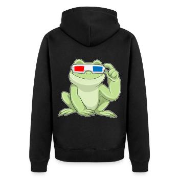 Frog Glasses - Unisex Premium Organic Zip Hoodie - black - Back - Nico (187cm)