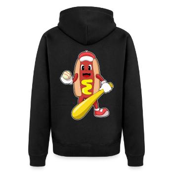 Hotdog Baseball Baseball Bat - Unisex Premium Organic Zip Hoodie - black - Back - Nico (187cm)