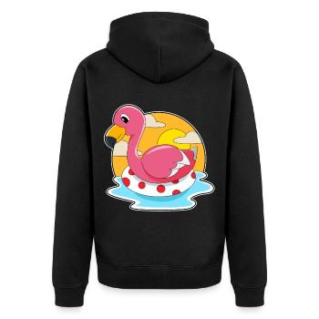 Été de nage au Flamingo Swimming Ring - Veste à capuche bio Premium Unisexe - noir - Dos - Nico (187cm)