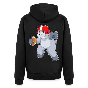 Nilpferd American Football Sport - Unisex Premium Bio Zip Hoodie - Schwarz - Hinten - Nico (187cm)