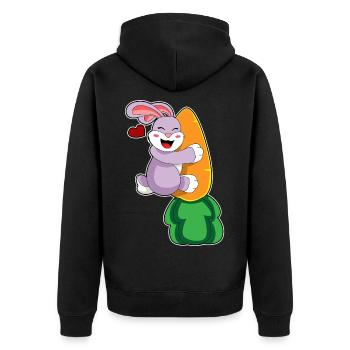Bunny Carrot - Unisex Premium Organic Zip Hoodie - black - Back - Nico (187cm)
