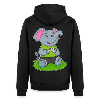 Elephant Gamer Controller - Unisex Premium Organic Zip Hoodie - black - Back - Nico (187cm)