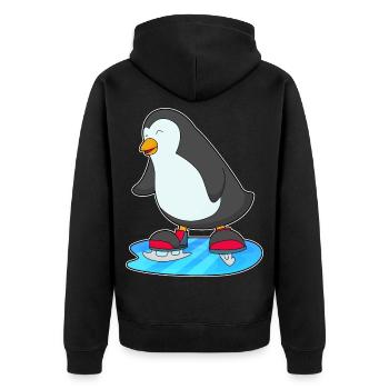Pinguin Eislaufen Schlittschuhe - Unisex Premium Bio Zip Hoodie - Schwarz - Hinten - Nico (187cm)
