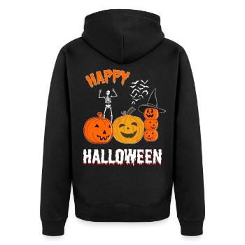 Citrouilles et squelette effrayants d’Halloween - Veste à capuche bio Premium Unisexe - noir - Dos - Nico (187cm)