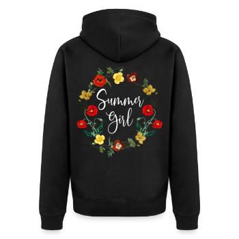 Summer Girl Poppy Flowers Leo Born In August Birth - Unisex Premium Organic Zip Hoodie - black - Back - Nico (187cm)