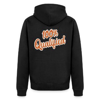 100% Qualified Quote Cute and Funny Phrases - Unisex Premium Organic Zip Hoodie - black - Back - Nico (187cm)