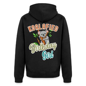 Koalafied Birthday Girls Qualified Pun Cute and Fu - Unisex Premium Organic Zip Hoodie - black - Back - Nico (187cm)