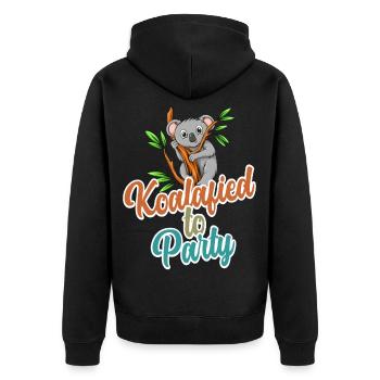 Koalafied to Party Qualified Pun Cute and Funny Ko - Unisex Premium Organic Zip Hoodie - black - Back - Nico (187cm)