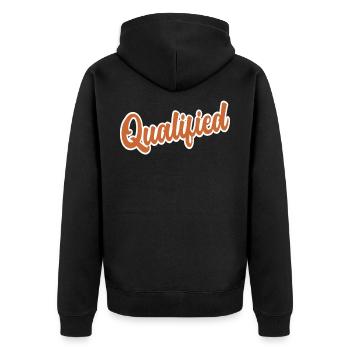 Qualified Word Funny Text Message Quote - Unisex Premium Organic Zip Hoodie - black - Back - Nico (187cm)