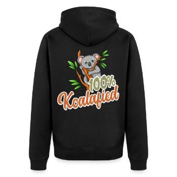 100% Koalafied - Qualified Animal Pun Cute and Fun - Unisex Premium Organic Zip Hoodie - black - Back - Nico (187cm)