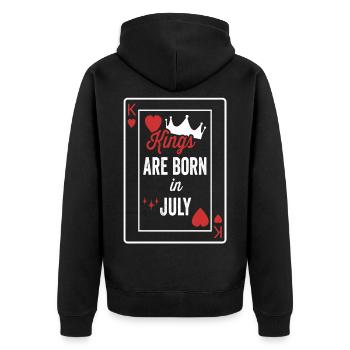 Kings Are Born In July Birthday Date Boys Men - Unisex Premium Organic Zip Hoodie - black - Back - Nico (187cm)