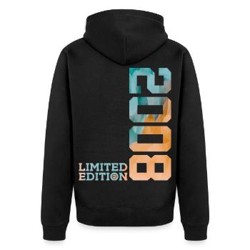 18. GEBURTSTAG LIMITED EDITION 2008 - Unisex Premium Bio Zip Hoodie - Schwarz - Hinten - Nico (187cm)