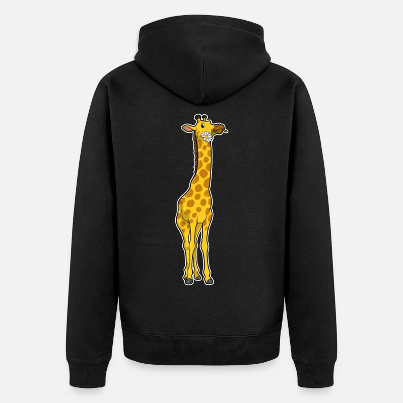 Girafe avec marguerites - Veste à capuche bio Premium Unisexe - noir