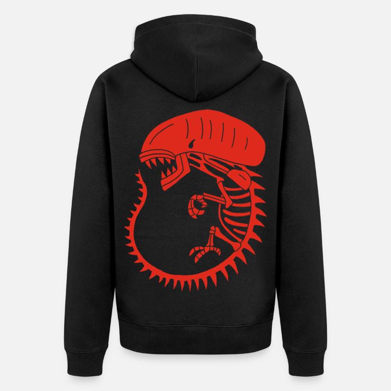 Squelette de monstre extraterrestre rouge - Veste à capuche bio Premium Unisexe - noir