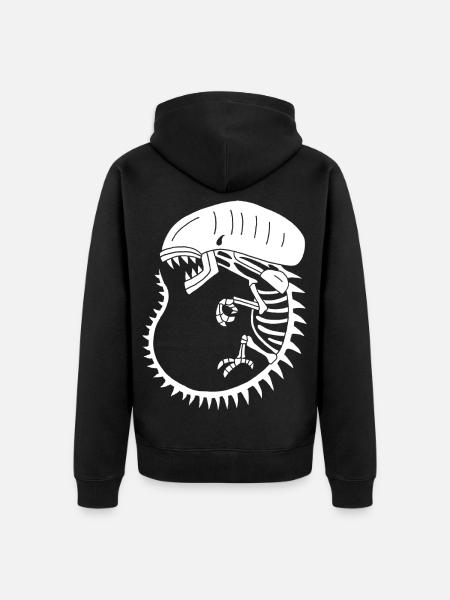 White alien monster skeleton - Unisex Premium Organic Zip Hoodie - black