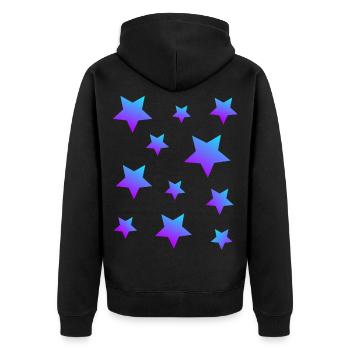 Sterne Sternenpaket Blau-lila - Unisex Premium Bio Zip Hoodie - Schwarz - Hinten - Nico (187cm)