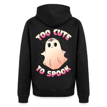 To Cute To Spook Kawaii Ghost Halloween Costume - Unisex Premium Organic Zip Hoodie - black - Back - Nico (187cm)