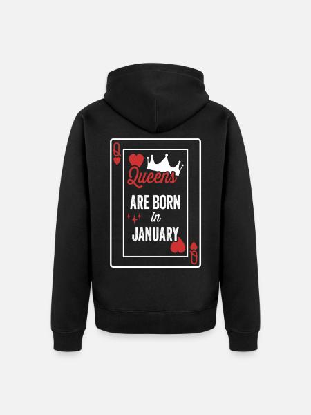 Drottningar är födda i januari Födelsedag Datum Girls Wom - Ekologisk premiumluvjack unisex - svart