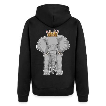 Elephant Crown - Unisex Premium Organic Zip Hoodie - black - Back - Nico (187cm)