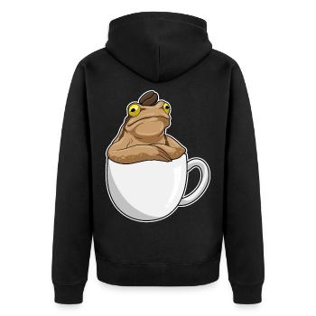 Frog Coffee Coffee Bean - Unisex Premium Organic Zip Hoodie - black - Back - Nico (187cm)