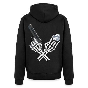 Gangster Skeleton - Unisex Premium Organic Zip Hoodie - black - Back - Nico (187cm)