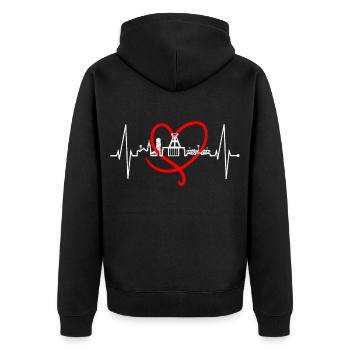 Bochum Herzschlag Bochumer Skyline Heimat Ruhrpott - Unisex Premium Bio Zip Hoodie - Schwarz - Hinten - Nico (187cm)