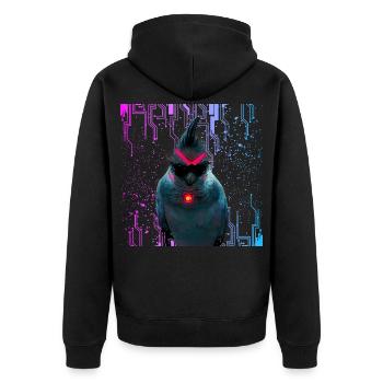 Cyber Nymphensittich Neon Bloom - Unisex Premium Bio Zip Hoodie - Schwarz - Hinten - Nico (187cm)