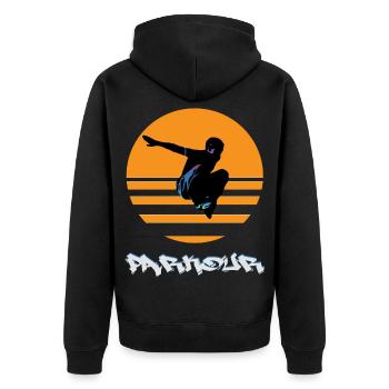 Parkour - Unisex Premium Organic Zip Hoodie - black - Back - Nico (187cm)