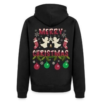 Weihnachtsengel - Unisex Premium Bio Zip Hoodie - Schwarz - Hinten - Nico (187cm)