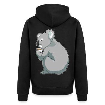 Koala Kaffee Tasse - Unisex Premium Bio Zip Hoodie - Schwarz - Hinten - Nico (187cm)