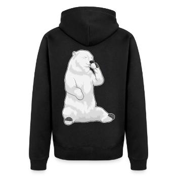 Eisbär Kaffee Tasse - Unisex Premium Bio Zip Hoodie - Schwarz - Hinten - Nico (187cm)