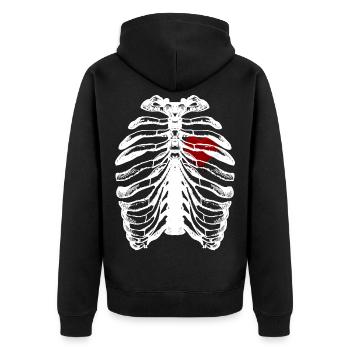 skeleton - Unisex Premium Organic Zip Hoodie - black - Back - Nico (187cm)