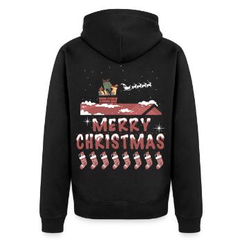 Frohes Fest zu Hause - Unisex Premium Bio Zip Hoodie - Schwarz - Hinten - Nico (187cm)