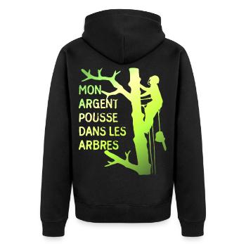 Mon argent pousse dans les arbres pour élagueur - Veste à capuche bio Premium Unisexe - noir - Dos - Nico (187cm)
