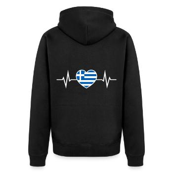 Griechenland Herzschlag EKG Griechische Flagge - Unisex Premium Bio Zip Hoodie - Schwarz - Hinten - Nico (187cm)