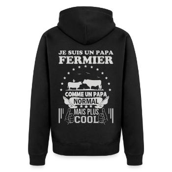 papa fermier comme un papa normal mais plus cool 1 - Veste à capuche bio Premium Unisexe - noir - Dos - Nico (187cm)