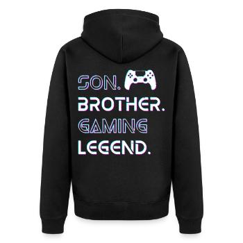 Son Brother Gaming Legend Young Gamer Gift - Unisex Premium Organic Zip Hoodie - black - Back - Nico (187cm)