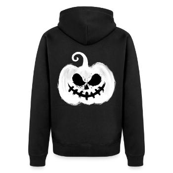 Creepy pumpkin - Unisex Premium Organic Zip Hoodie - black - Back - Nico (187cm)